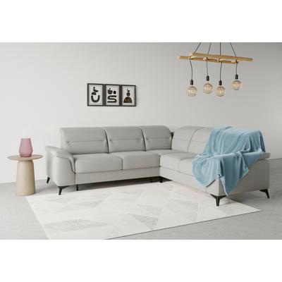 Ecksofa SIT & MORE "Sinatra L-Form", silber, B:251cm H:85cm T:231cm, 90% Polyester, 10% Polyamid, Sofas, optinal mit Kopfteilverstellung und Armteilfunktion, Metallfüße Image