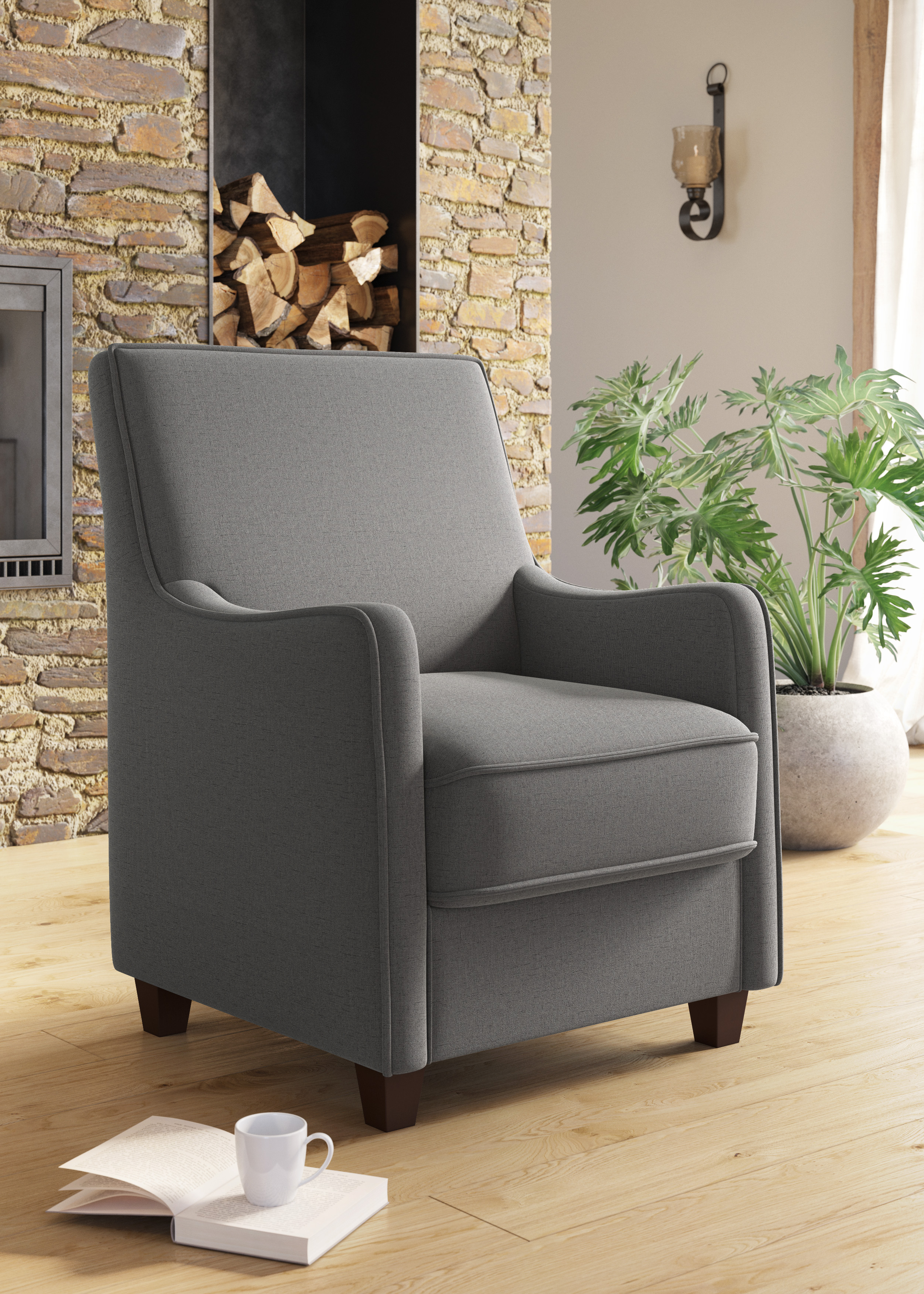 Sessel HOME AFFAIRE "County", grau, B:70cm H:91cm T:75cm, Luxus-Microfaser (100% Polyester);Struktur fein (100% Polyester);Luxus-Microfaser weich (90% Polyester, 10% Polyamid), Sessel, Polstersessel Einzelsessel, mit englischer Naht und... Image