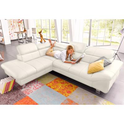 Ecksofa COTTA "Driver L-Form", weiß (altweiß), B:268cm H:73cm T:214cm, Kunstleder SOFTLUX, LEDER BEEFY (ein abgedecktes Spalt-Rindsleder) im Sitz und Rücken (Korpus in Kunstleder), Luxus-Kunstleder, NaturLEDER (echtes Rindsleder) im Sitz und Rücken... Image