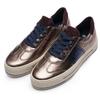 Plateausneaker ARA "CANBERRA", Damen, Gr. 9,5 (44), beige (beige kombiniert), Glattleder, Veloursleder, metallic, sportlich, Schuhe, Plateausneaker, Schnürschuh im Metallic Look, H-Weite