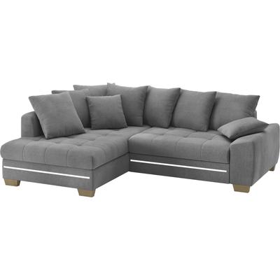 Ecksofa MR. COUCH "Nikita II, L-Form", grau (memphis 20 stone), B:243cm H:88cm T:190cm, Memphis (Grundgewebe - 100% Polyester; Nutzschicht- 90% Polyester / 10% Polyamide), Sofas, mit RGB-LED Beleuchtung, wahlweise mit Bett, Bettkasten, Kaltschaum Image