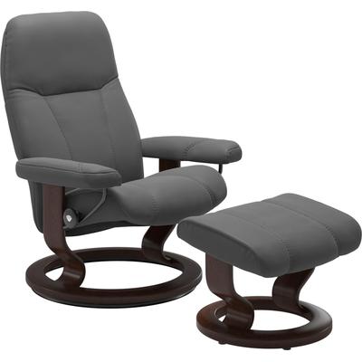 Relaxsessel STRESSLESS "Consul", grau (grau batick), B:76cm H:100cm T:71cm, Leder BATICK: BATICK ist ein leicht korrigiertes, durchgefärbtes und genarbtes Möbelleder, bei dem die meisten Unebenheiten und Spuren in der Regel entfernt wurden., Leder... Image