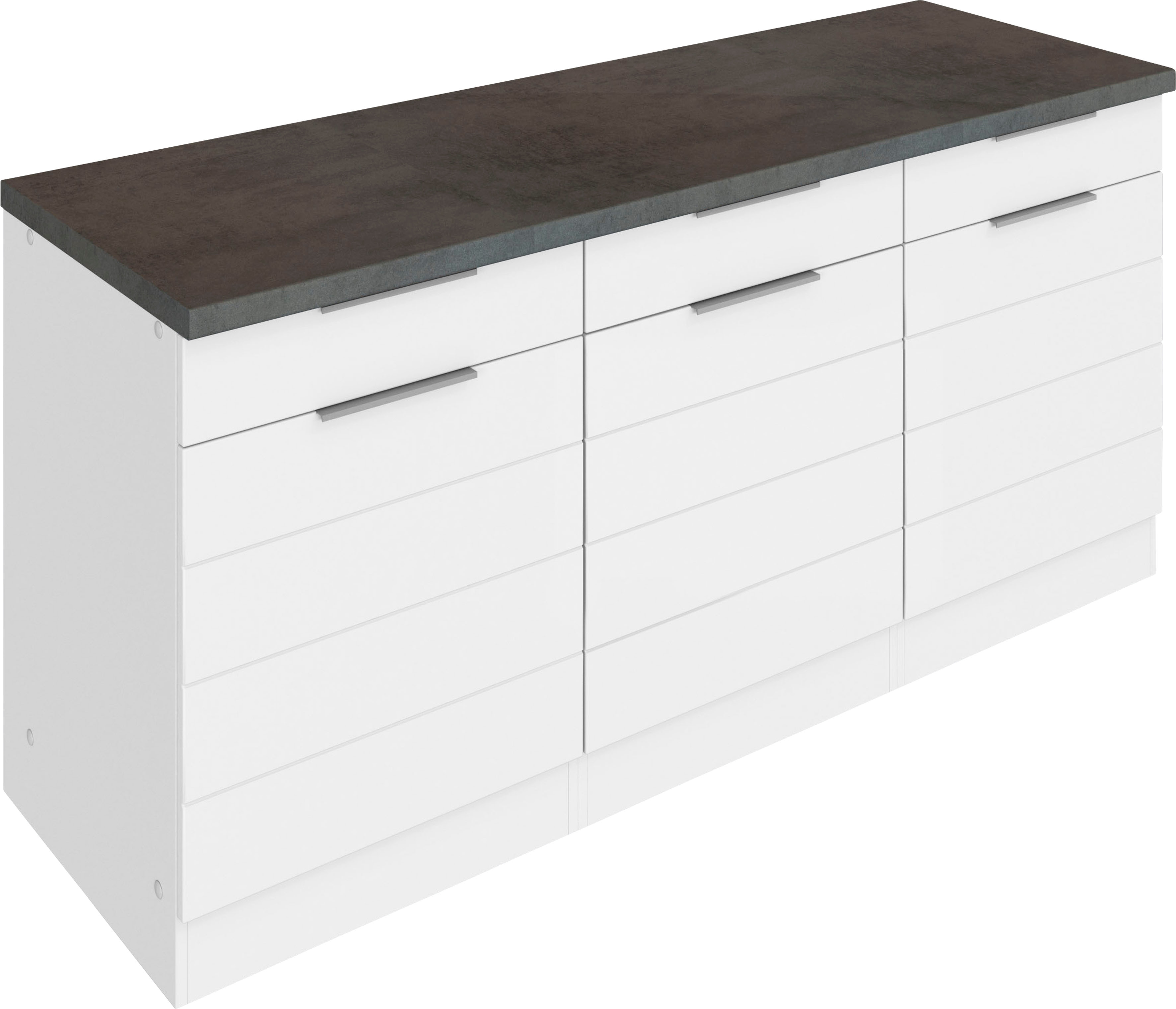 Unterschrank KOCHSTATION "KS-Luhe", weiß (weiß matt, weiß), B:180cm H:86cm T:60cm, MDF, Schränke, Küchenunterschrank, 180 cm breit, für viel Stauraum, MDF-Fronten mit waagerechter Lisene Image