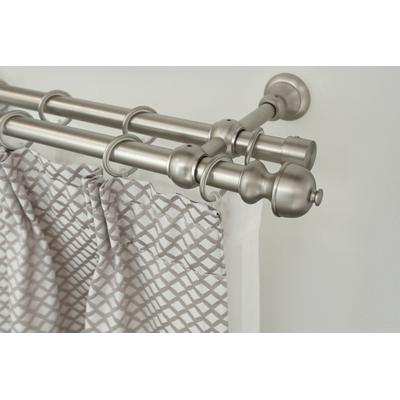 Gardinenstange GARESA "ANDREA", silber (mattnickelfarben), L:200cm Ø:20mm, Metall, Gardinenstangen, Vorhanggarnitur, verlängerbar, Endknopf Profil klein, mit Ringen Image