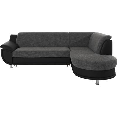 Ecksofa TRENDMANUFAKTUR "Rondo 3, zeitlos und bequem, Materialmix, breite Armlehnen, L-Form", schwarz-weiß (schwarz, schwarz, weiß), B:265cm H:85cm T:190cm, Kunstleder SOFTLUX / Struktur (77% Polyester; 23% Polyacryl), Luxus-Microfaser ALCAZAR (100%... Image