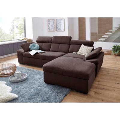 Ecksofa EXXPO - SOFA FASHION "Salerno, inkl. Kopf- und Armteilverstellung, elegant & bequem, L-Form", braun, B:280cm H:77cm T:170cm, Sofas, wahlweise mit Bettfunktion und Bettkasten, tolle Detailverarbeitung Image