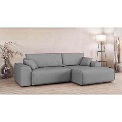 Ecksofa HOME AFFAIRE "Santenay mit Bettfunktion und Bettkasten, Maße: B/T/H 266/164/90 cm", grau (hellgrau), B:266cm H:90cm T:164cm, 100% Polyester, Sofas, L-Form mit Wellenfederung, Schlaffläche: 140x213 cm, auch in Cord Image