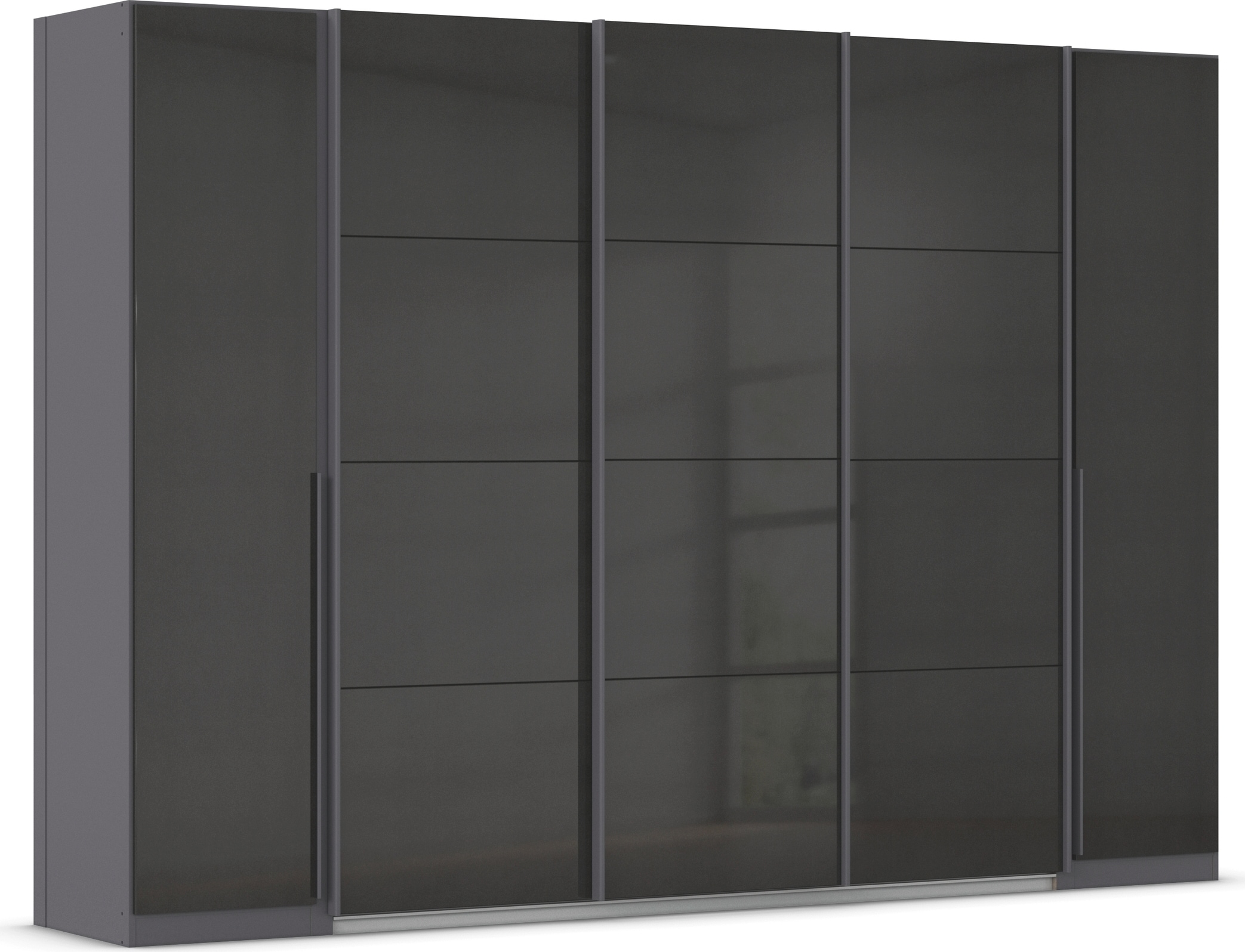 Schwebetürenschrank RAUCH "Dreh-/Schwebetürenschrank Kleiderschrank Familie, OTTOs Choice Agordo", grau (graumetallic, hochglanz effektgrau), B:301cm H:210cm T:62cm, Holzwerkstoff, Schränke, Schwebetürenschrank, durchdachte Innenausstattung, in zwei...