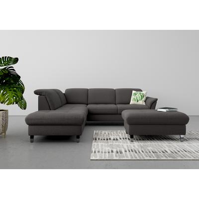 Ecksofa SIT & MORE "Maggiore L-Form", grau (fango), B:261cm T:224cm, 95% Polyester, 5% Polyamid, Sofas, wahlweise mit Kopfteilverstellung, Bettfunktion und Stauraum Image