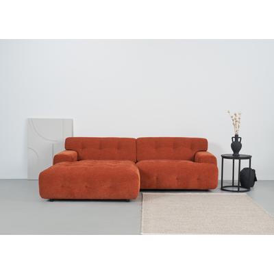 Ecksofa ANDAS "Jerslev", orange (teraccota), B:236cm H:72cm T:161cm, 100% PES, Sofas, mit Knopfsteppung, mit Wellenunterfederung und Kaltschaum Image