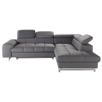 Ecksofa COTTA "Chef L-Form", grau, B:257cm H:72cm T:206cm, Luxus-Microfaser (100% Polyester), Kunstleder Softlux, Leder Advantage (abgedecktes Spalt-Rindsleder), Rückseite mit schwarzem Spannstoff bezogen, NaturLEDER (echtes Rindsleder), Rückseite... Image
