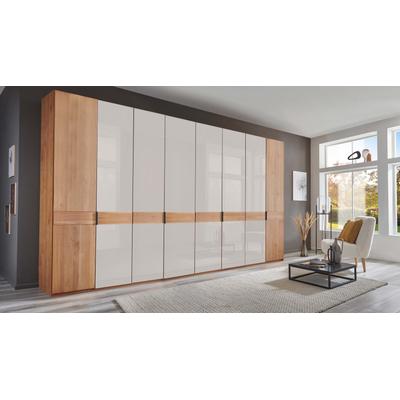 Drehtürenschrank WIEMANN "Cardiff, Massivholztüren in Kombination mit Glas- oder Spiegeltüren", weiß (glas weiß), B:393,1cm H:216cm T:58cm, Floatglas, Holzwerkstoff, Hartfaserplatte, Massivholz, Schränke, hochwertiges Design in langlebiger Qualität,... Image