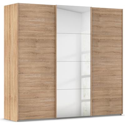 Schwebetürenschrank RAUCH "Kleiderschrank Schrank Garderobe Schlafzimmerschrank EVELYN", braun (eiche sonoma), B:242cm H:223cm T:68cm, Holzwerkstoff, Schränke, in elegantem Stil mit Spiegel 5 Breiten viel Stauraum MADE IN GERMANY Image