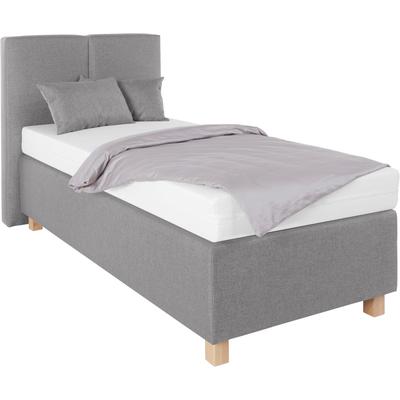 Boxspringbett, grau (strukturstoff grau), Liegefläche B/L: 90cm x 200cm, H3, Bonnell-Federkernmatratze, WESTFALIA SCHLAFKOMFORT, Komplettbetten, Boxspringbett, mit Zierkissen Image