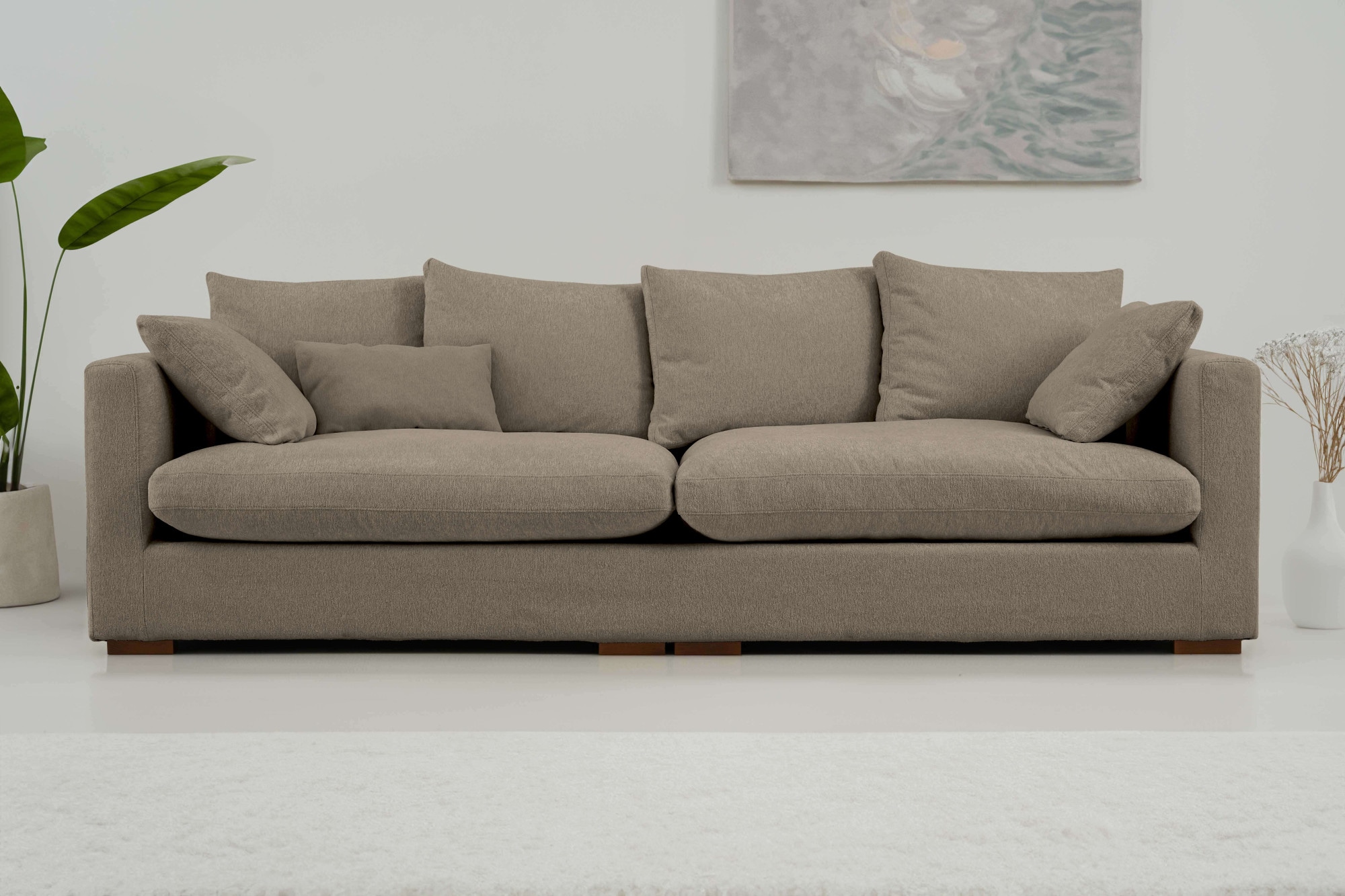 Big-Sofa HOME AFFAIRE "Coray", braun, B:266cm H:80cm T:113cm, 100% PES, Sofas, Big-Sofa, extra weich und kuschelig, Füllung mit Federn und Daunen