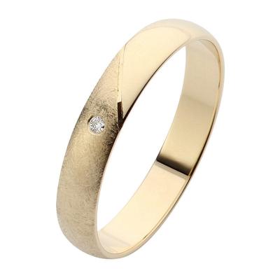 Trauring FIRETTI "Schmuck Geschenk Gold 375 Hochzeit Ehering Trauring "LIEBE" Gr. 21, gold (gelbgoldfarben), Fingerringe, 21, 0,01 ct SI = kleine Einschlüsse mit Brillant, Gelbgold 375, 3,5mm, Made in Germany, wahlweise mit oder ohne Brillant Image