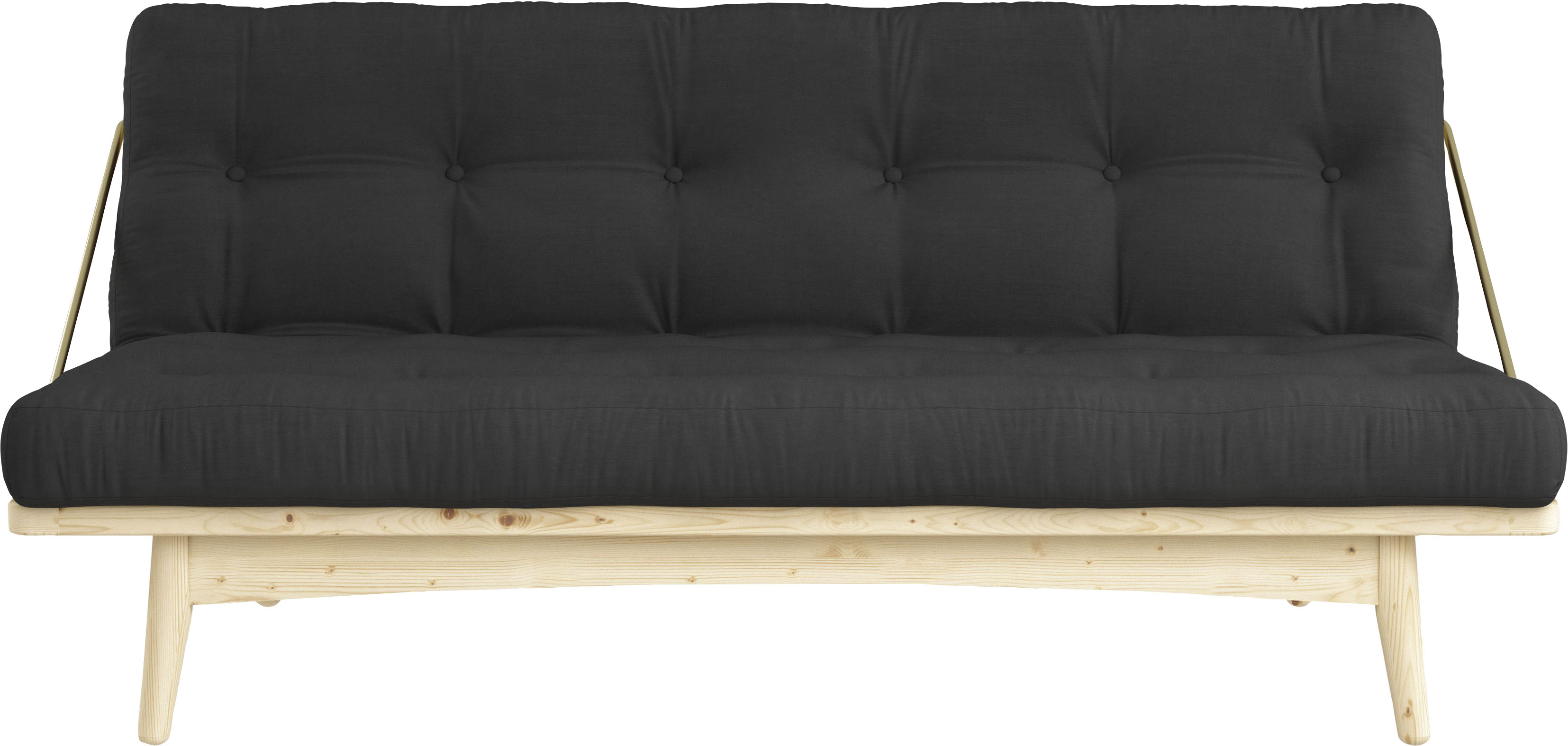 Schlafsofa KARUP DESIGN "Folk", grau (dunkelgrau), B:190cm H:90cm T:130cm, 80% Baumwolle + 20% polyester, Sofas, aus massiven Kiefernholz, inkl. Futonmatratze