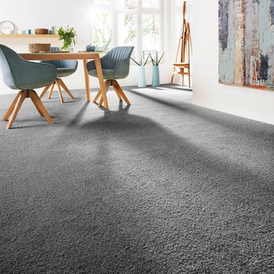 Teppichboden ANDIAMO "Softness, Velours, Made in Belgium", grau, B:400cm H:17mm L:800cm, Kunstfaser, Teppiche, Uni Farben, Breite 400 cm, besonders weich, Wohnzimmer, Schlafzimmer Image