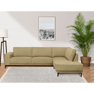 Ecksofa PLACES OF STYLE "Casina", gold (brass), B:289cm H:85cm T:210cm, 90%Polyester, 10% Nylon, Sofas, mit abgerundeter Ottomane, in einem weichen Chenille-Stoff Image