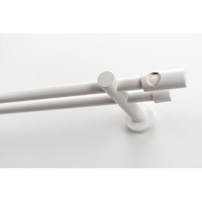 Gardinenstange GARESA "PANDRI", weiß, L:240cm Ø:20mm, Holzwerkstoff, Metall, Gardinenstangen, Vorhanggarnitur, verlängerbar, gerader Knopf mit Ausschnitt Image