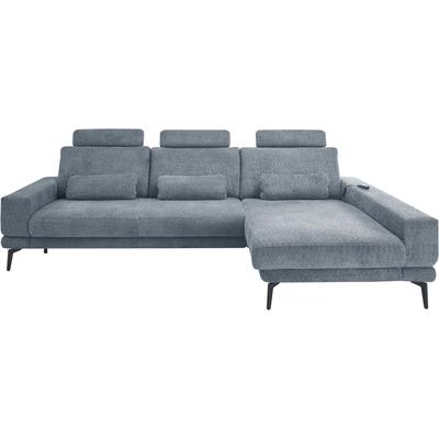 Ecksofa "SO 3600, inkl motor. Sitztiefenverstellung, Kopfstützen, Nierenkissen", blau (kama blau), B:293cm H:83cm T:180cm, 100% Polyester, SET ONE BY MUSTERRING, Sofas, Sitzhöhe 42 cm, Federkern, Breite 293 x Tiefe 180 cm, Kama silver Image