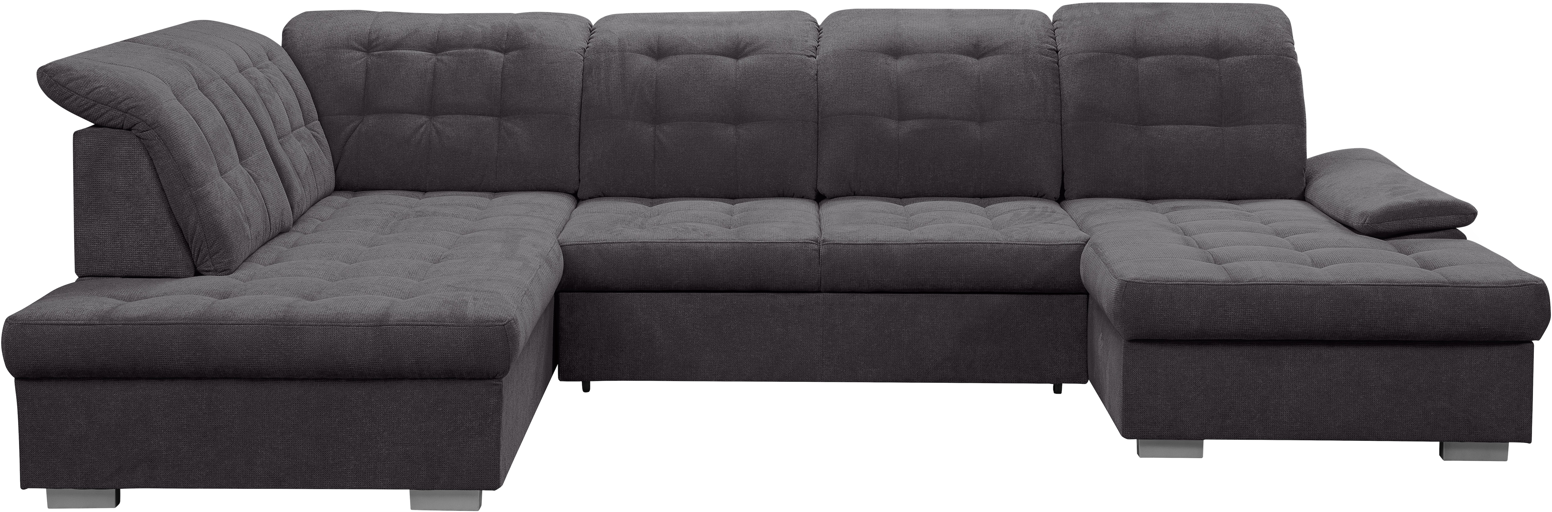 Wohnlandschaft WERK2 "Kordula-New Multifunktion Couch, Breite 332cm, bequem, U-Form", grau (anthrazit), B:332cm H:105cm T:217cm, 92% Polyester, 8% Nylon, Sofas, Wohnlandschaft, Sofa in U-Form mit Schlaffunktion & Bettkasten, Schlafcouch
