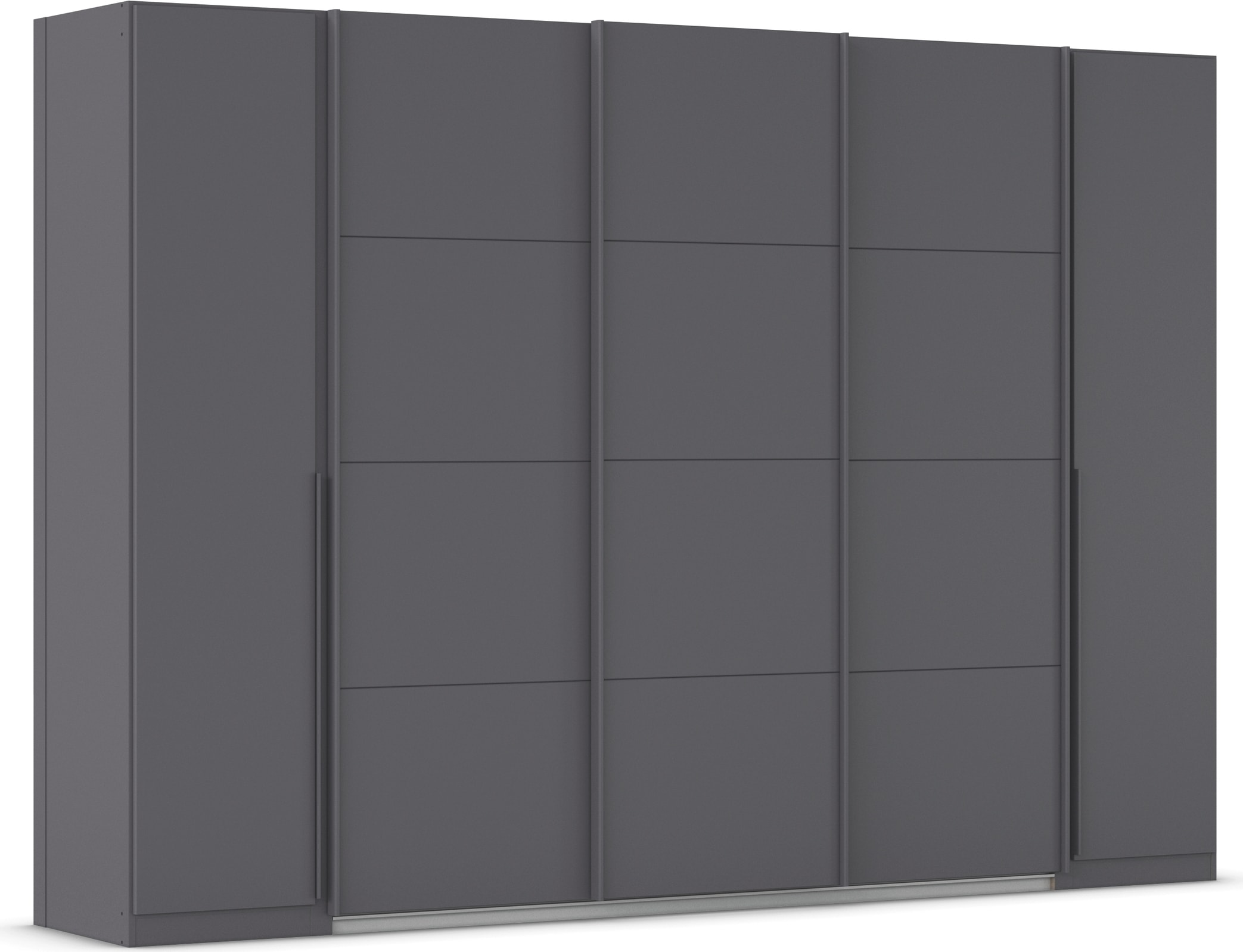 Schwebetürenschrank RAUCH "Dreh-/Schwebetürenschrank Kleiderschrank Familie, OTTOs Choice Agordo", grau (graumetallic), B:301cm H:210cm T:62cm, Holzwerkstoff, Schränke, Schwebetürenschrank, durchdachte Innenausstattung, in zwei Griff-Farben MADE IN...