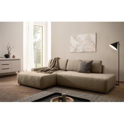Ecksofa INOSIGN "TORGE, Schlafsofa Cord, Samtvelours u. Strukur fein, Couch in L-Form", braun (hellbraun), B:276cm H:82cm T:164cm, 100% Polyester, Sofas, Schlaffunktion und Bettkasten, Liegefläche: 210x125 cm, neues Design Image