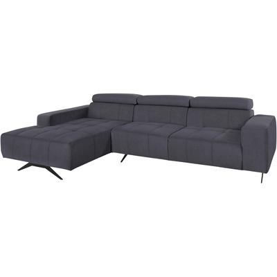 Ecksofa DOMO COLLECTION "Trento L-Form, mit Kufenfuß oder Einzelfuß", grau (dunkelgrau), B:287cm H:79cm T:175cm, 92% Polyester, 8% Nylon, Sofas, wahlweise mit Kopfteilverstellung, Recamiere links/rechts bestellbar Image