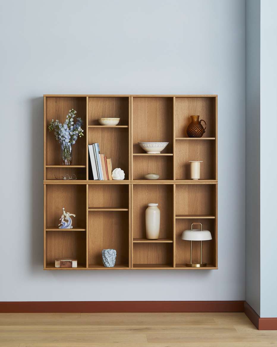 Sideboard HAMMEL FURNITURE "Mistral, Hochwertig Hängeregal, Bücherregal, Wandregal, 4 Stück.", braun (eiche, lack, öl), B:140cm H:140cm T:27cm, Spanplatte, Sideboards, Verstellbar Einlegeböden, T:27 cm, anpassungsbar Designmöbel