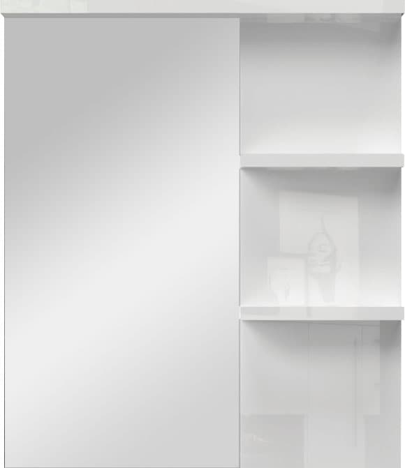 Wandspiegel PLACES OF STYLE "Piano", weiß (kristallweiß hochglanz), B:76cm H:89cm T:17cm, Spanplatte, Spiegel, Wandspiegel, UV-lackiert, mit Ablagen, HxB: 89x76cm