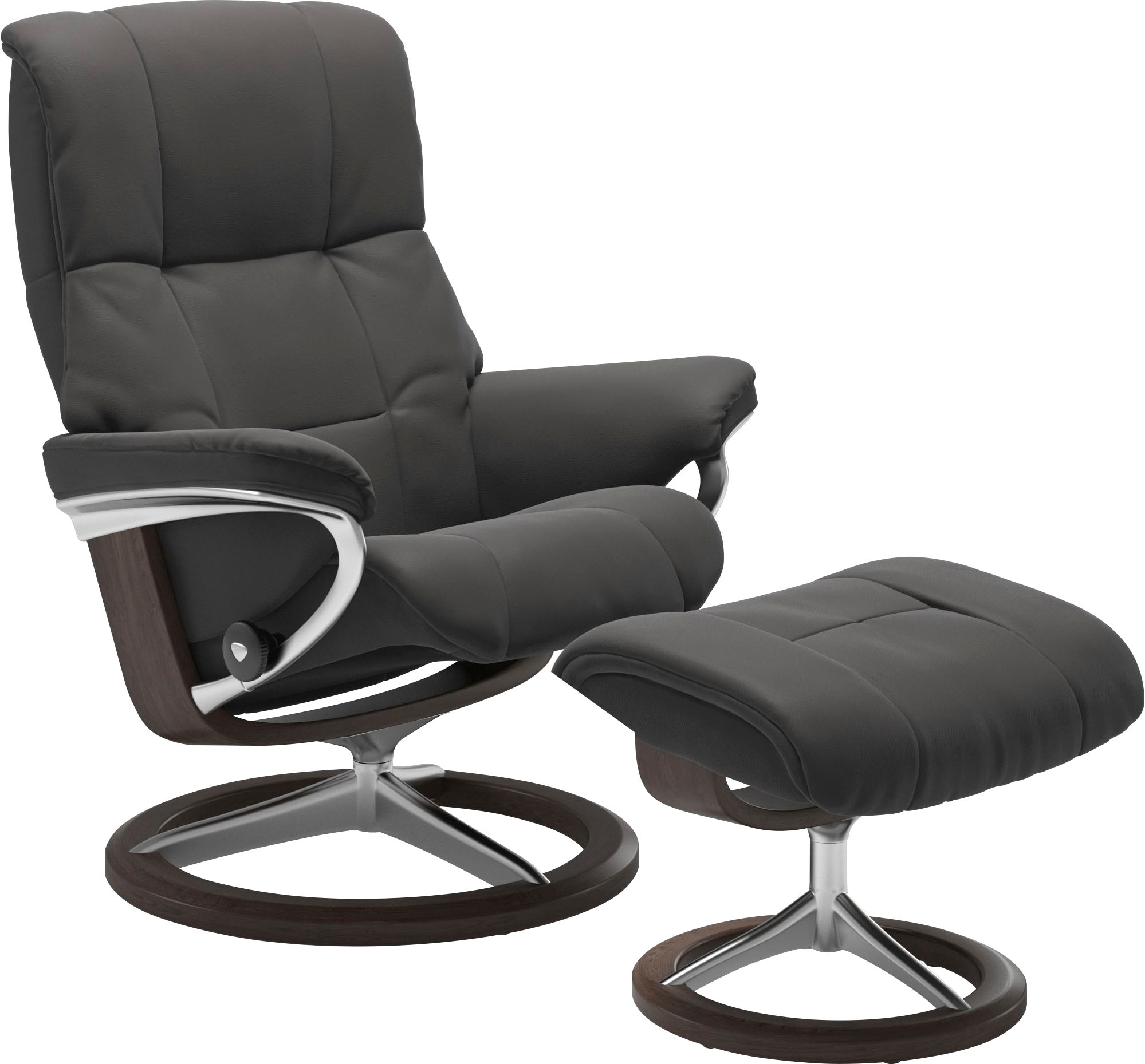 Relaxsessel STRESSLESS "Mayfair", grau (rock paloma), B:79cm H:102cm T:44cm, Leder BATICK: BATICK ist ein leicht korrigiertes, durchgefärbtes und genarbtes Möbelleder, bei dem die meisten Unebenheiten und Spuren in der Regel entfernt wurden.;Leder... Image