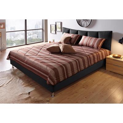 Polsterbett, schwarz, B:190cm L:210cm, Bezug Bett: Microfaser (100% Polyester), Bonnell-Federkernmatratze: Mischgewebe (51% Polyprophlen, 39% Polyester, 10% Baumwolle), Kaltschaummatratze: Frottee (100% Polyester), Bezug abnehm- und waschbar bis... Image