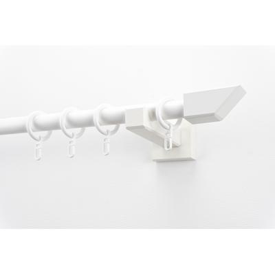 Gardinenstange GARESA "CUBUS", weiß, L:310cm Ø:20mm, Metall, Holzwerkstoff, Gardinenstangen, Vorhanggarnitur, verlängerbar, Endknopf abgeschrägt, mit Ringe Image