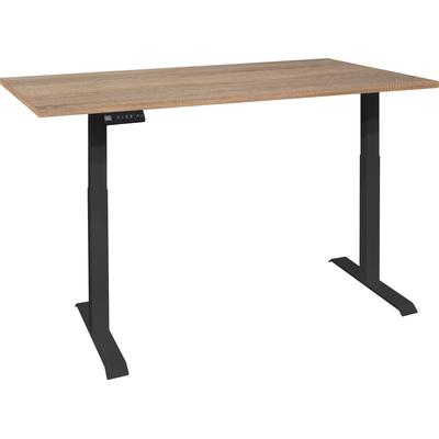 Schreibtisch MÄUSBACHER "Big System Office", schwarz (schwarz matt, eiche sägerau, schwarz matt, eiche sägerau), B:160cm, Tische, Breite 160 cm, elektrisch höhenverstellbar Image