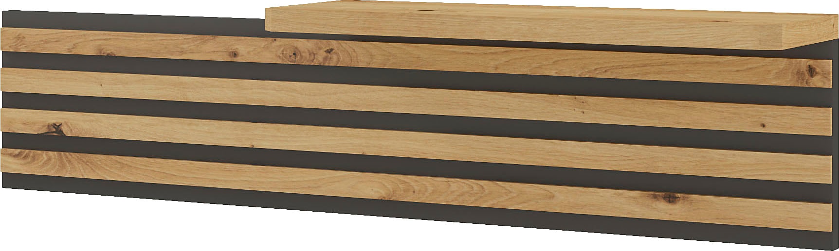 Aufsatzpaneel MUSTERRING "Isabelle", braun (bianco, eiche, nachbildung), B:90cm H:22cm T:18cm, Holzwerkstoff, Möbelaufsätze, für Nachtschrank der Serie Isabelle, Lamellen in Bianco-Eiche