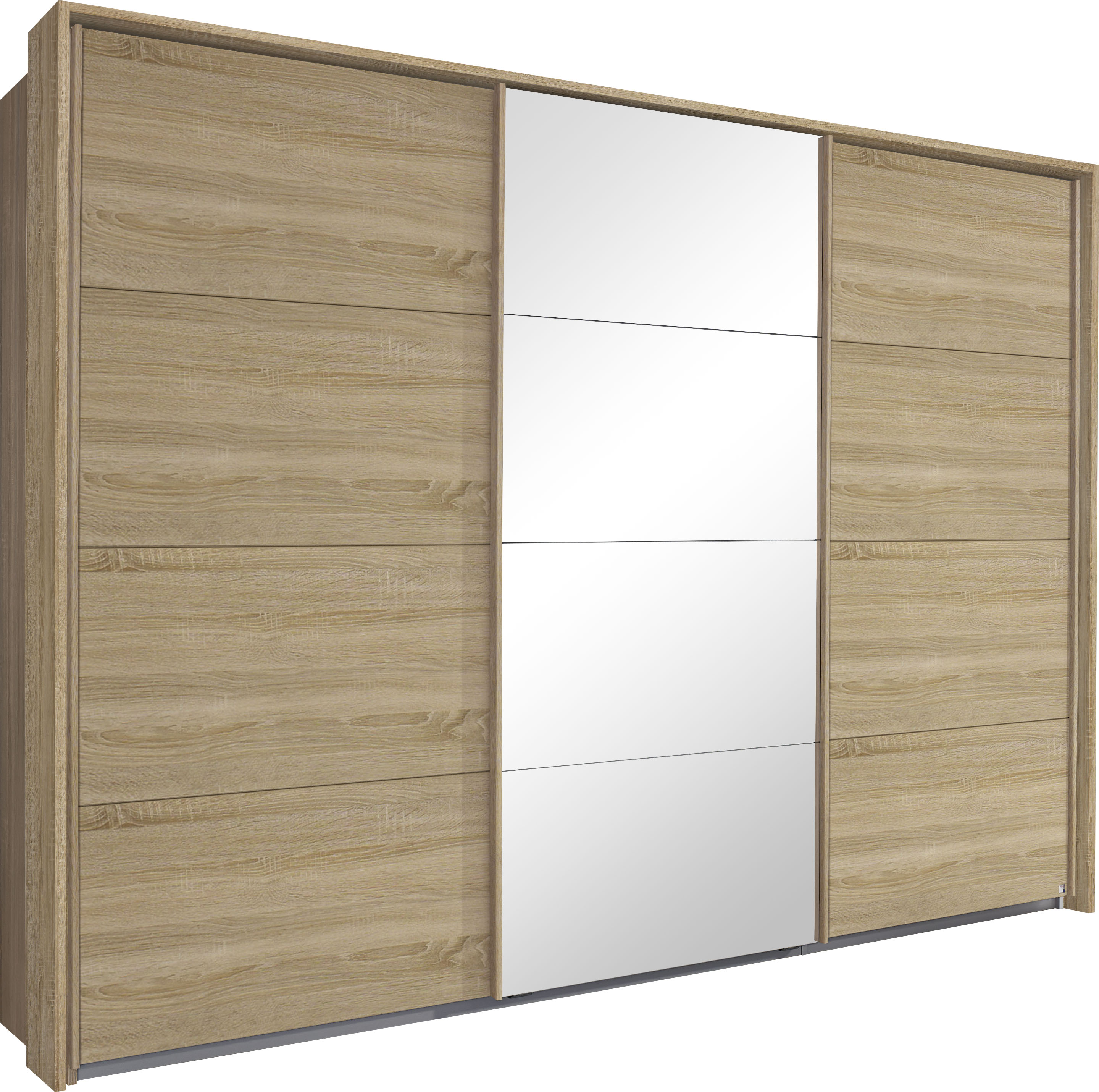 Schwebetürenschrank RAUCH "Kleiderschrank Schrank Garderobe Schlafzimmerschrank TUBONA", braun (struktureichefarben hell), B:278cm H:214cm T:64cm, Holzwerkstoff, Schränke, Schwebetürenschrank Kleiderschrank, mit umfangreicher Innenausstattung und...