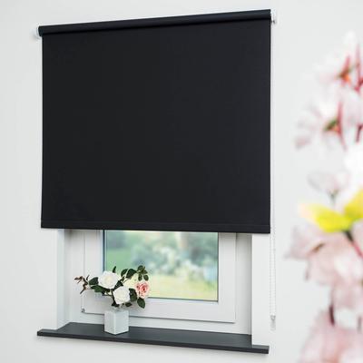 Seitenzugrollo LIEDECO "Uni" Gr. 9, schwarz, B:182cm H:180cm, Polyester, Rollos Image
