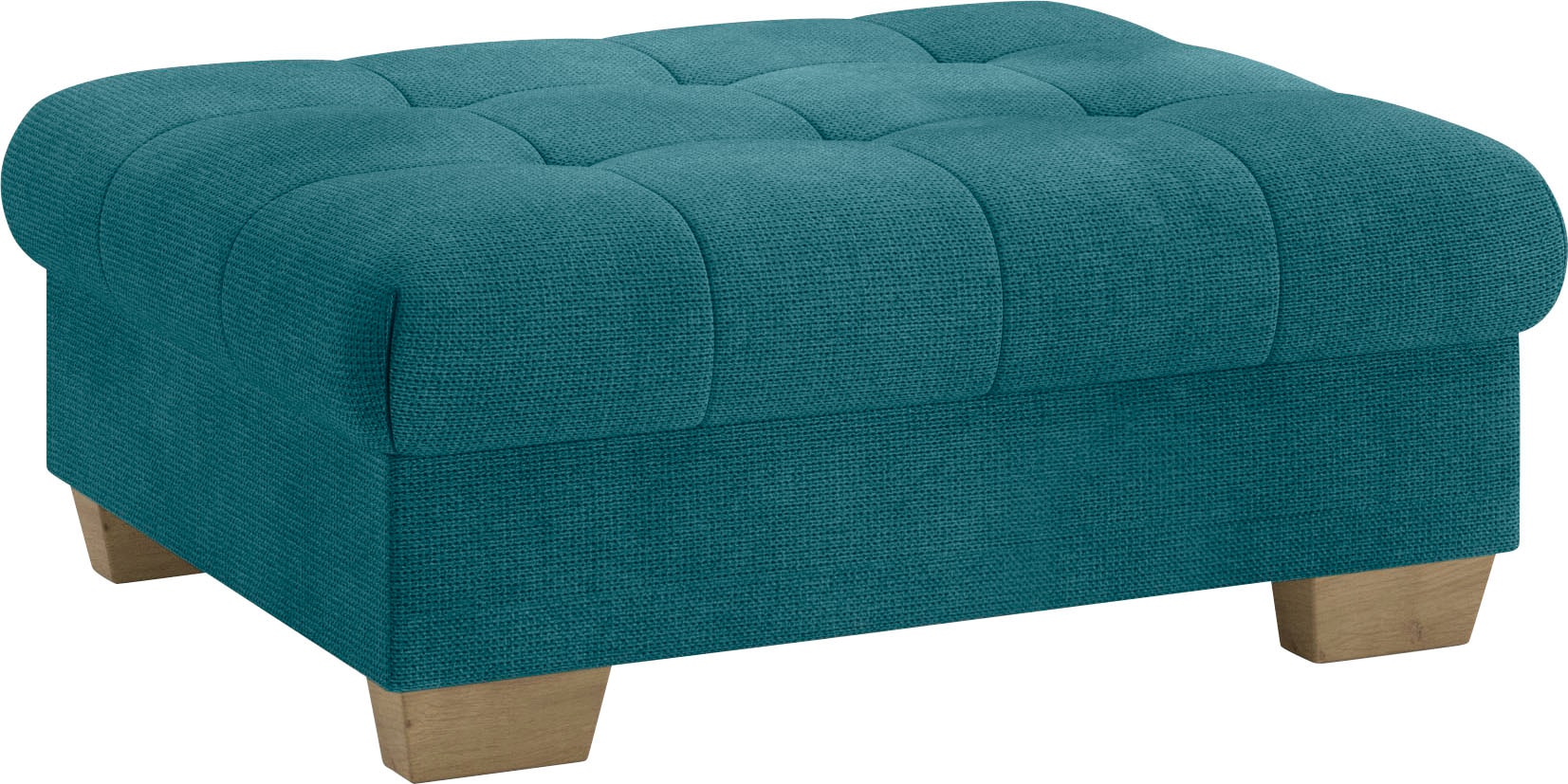 Hocker MR. COUCH "Nikita II", blau (memphis 13 petrol), B:108cm H:44cm T:88cm, Memphis (Grundgewebe - 100% Polyester; Nutzschicht- 90% Polyester / 10% Polyamide), Hocker, Fußhocker Polsterhocker, Kaltschaumpolsterung, bis 140 kg belastbar, passend...