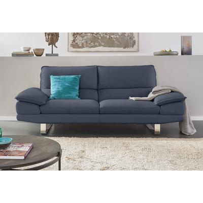 3-Sitzer CALIA ITALIA "Dave, Sitzkomfort der Extraklasse, tolle Details", blau (dunkelblau), B:221cm H:87cm T:97cm, Leder SORRRENTO - 100% Leder, Leder BULL- 100% Leder, Sofas, Designsofa auf Kufenfuß, in zwei Lederqualitäten, Topseller Image
