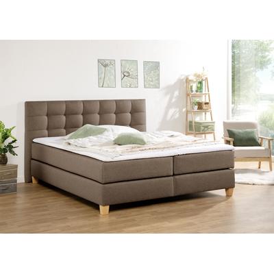 Boxspringbett HOME AFFAIRE "Moulay", braun (mittelbraun), B:214cm L:211cm, Komplettbetten, Boxspringbett, inkl. Topper, in 3 Härtegraden, TFK auch in Härtegrad 4 Image