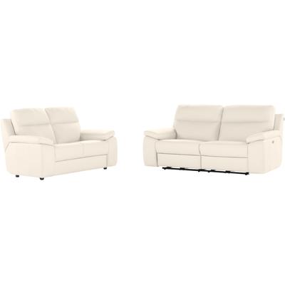 3-Sitzer CALIA ITALIA "Primo, hoher Sitzkomfort mit tollem Design", weiß (bianco), B:205cm H:100cm T:95cm, Sofas, in Leder, optional mit elektrischer Relaxfunktion Image