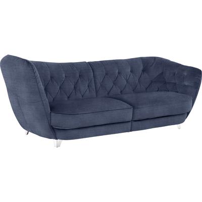 Big-Sofa LEONIQUE "Retro", blau (blu), B:256cm H:85cm T:115cm, 100% Polyester, 100% Recycling-PET, GRS-zertifiziert, Sofas, stylischer Hochlehner Image
