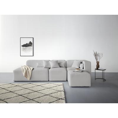 Ecksofa ANDAS "Sundstrup L-Form", grau (hellgrau), B:303cm H:76,5cm T:93cm, 93% Polyester, 6% Acryl, 1% Baumwolle, Sofas, Modulserie, individuelle Zusammenstellung Image