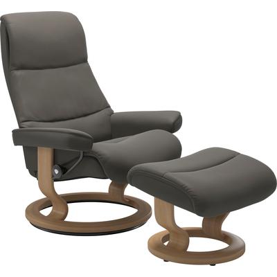 Relaxsessel STRESSLESS "View", grau (metal grau paloma), B:78cm H:105cm T:78cm, Leder BATICK: BATICK ist ein leicht korrigiertes, durchgefärbtes und genarbtes Möbelleder, bei dem die meisten Unebenheiten und Spuren in der Regel entfernt wurden.,... Image