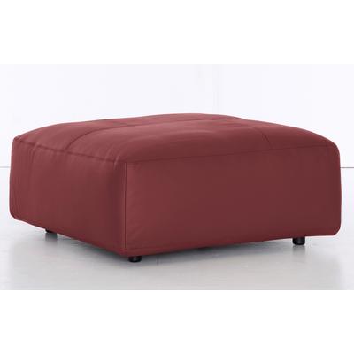 Hocker MUSTERRING "LUCIA", rot (cherry puro), B:100cm H:43cm T:100cm, Flachgewebe VALMONT (60% Baumwolle/40% Leinen), Leder PURO, pigmentiertes Leder, Microfaser CRONA (100% Polyester), Flachgewebe FLORIS (100% Polyester), Leder BAX, pigmentiertes... Image