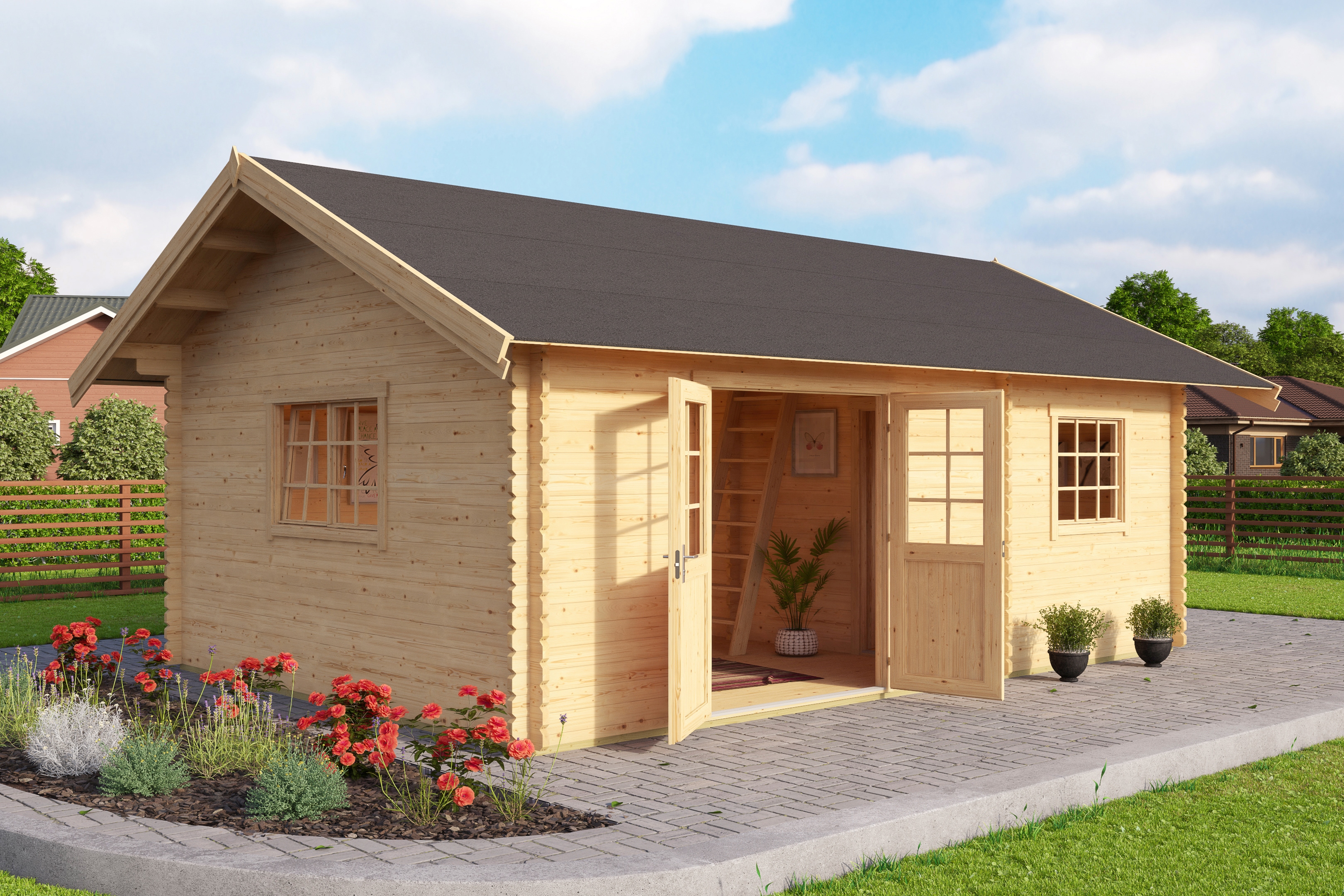 Gartenhaus LASITA MAJA "Colorado", beige (naturbelassen), Fußboden im Gartenhaus, ohne Dacheindeckung, Holzwerkstoff, Gartenhäuser Image
