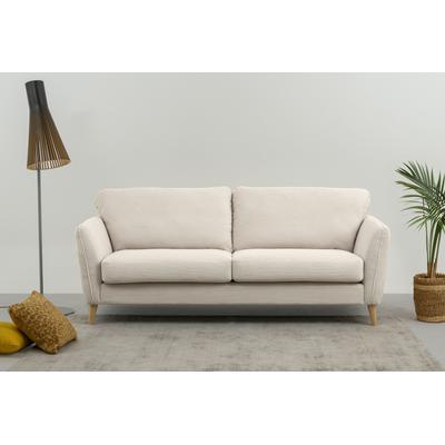 3-Sitzer HOME AFFAIRE "MARSEILLE 3er Sofa 206 cm, Cord, Flachgewebe, Struktur, Webstoff", beige (natural), B:206cm H:88cm T:90cm, 100% Polyester, Sofas, mit Massivholzbeinen aus Eiche, verschiedene Bezüge und Farbvarianten Image