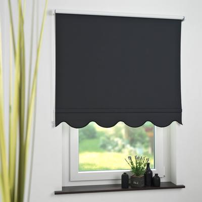 Seitenzugrollo LIEDECO Gr. 16, schwarz, B:212cm H:180cm, Polyester, Rollos, Volantrollo - Volant Klassik, Fixmaß Image