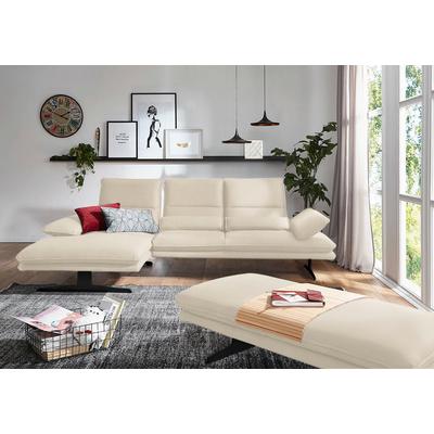 Ecksofa W.SCHILLIG "broadway, Designsofa mit tollem Sitzkomfort", grau (eisgrau z59), B:291cm H:94cm T:164cm, Longlife Xtra-Leder Z59: Glattleder mit modischer Prägung. Hautstärke 0, 9 - 1, 1 mm, Sofas, Sitztiefenverstellung, Kopfteil- &... Image